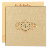 Gold theme Indian wedding cards, Self embossed design, Indian wedding invitations in UK